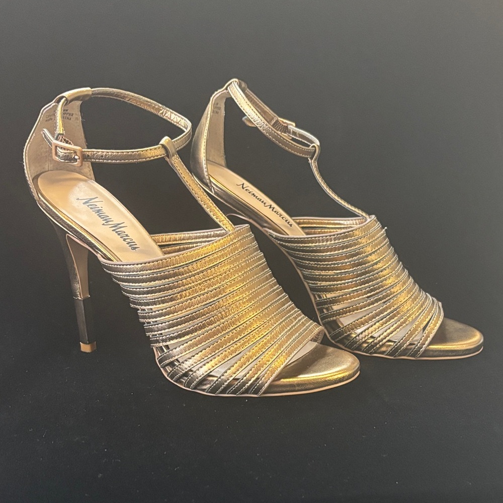 Neiman Marcus Bronze Strappy Heels